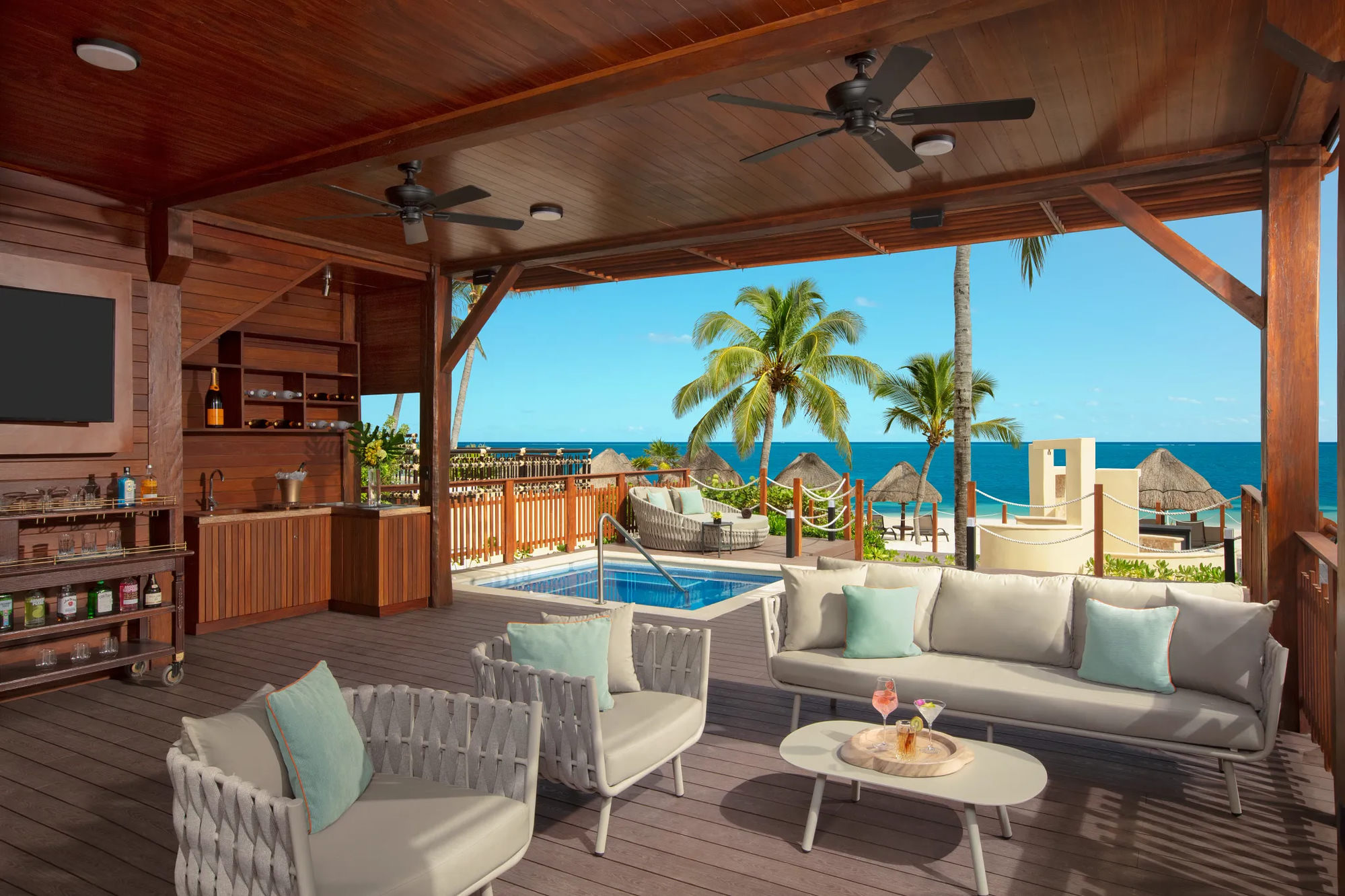 Preferred Club cabana and pool at all-inclusive Caribbean resort — honeymoon packages Canada